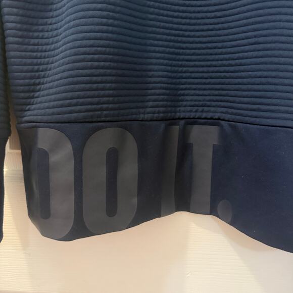 NIKE Dri-Fit M Navy Just Do It Ribbed Knit‎ Pullover Sweatshirt - Picture 12 of 13